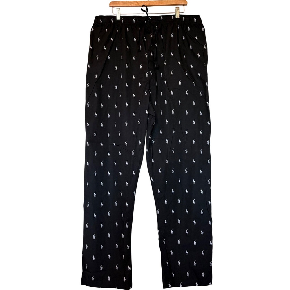 Polo Ralph‎ Lauren Mens 1XT Black All Over Pony Logo Cotton Pajama Pants XL Tall